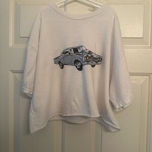 J. GALT Girls (Brandy Melville) MOTOR SHOW Graphic Cropped Cotton Tee One Size